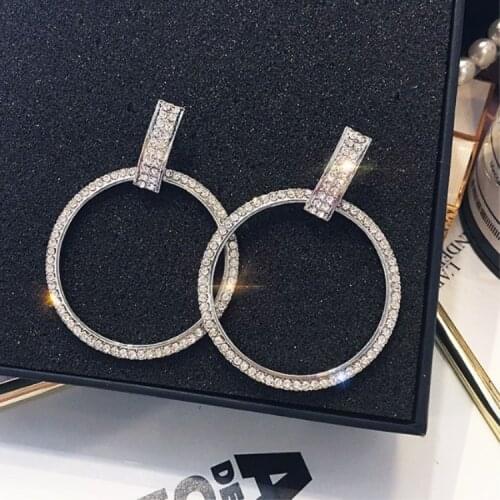 2021 Simple personality versatile jewelry 2 colors Crystal from Swarovskis 925 silver needle round temperament earrings female