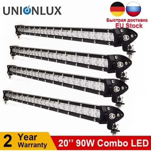 4pcs 20inch 90W Slim Mini LED Light Bar For 4X4 Offroad Truck Boat Auto Uaz ATV 4WD 12V 24V Driving Work Bar Lights