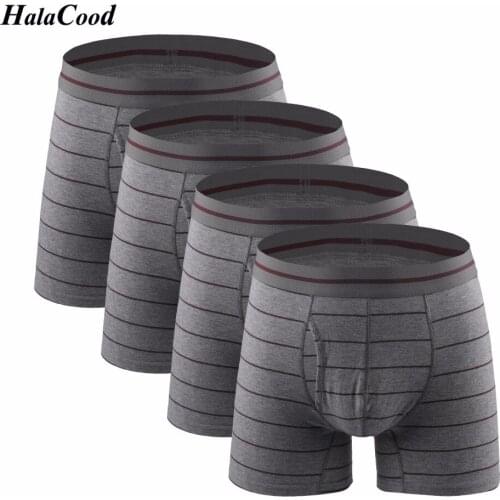 4Pcs/lot New High Quality Fashion Mens Boxers Shorts Protruding Lengthen Straight Male Cotton Shorts Men Large Size Underpants