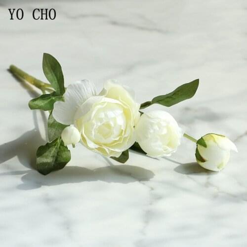 5 pcs/lot Dropshipping Peony FlowerAritificial 4 Head Peony Flower Bud Wedding Centerpieces Silk Peony Wedding Store Home Decor