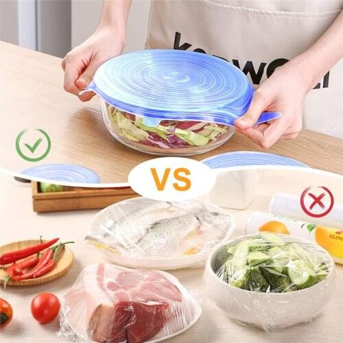 6/12PCS Reusable Silicone Stretch Lids Universal Silicone Food Wrap Bowl Pot Lid Silicone Cover Pan Cooking Kitchen Accessories5