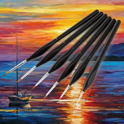 6PCS Professional Nylon Detail Paint Brush Paintbrush Set for Artist Acrylic Watercolor Gouache Oil Painting Supplies