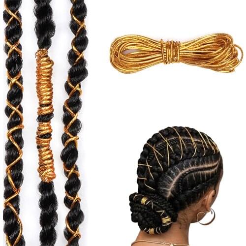 Dreadlock Braids Hair Accessories Silver Gold Braiding Hair Deco Styling Shimmer Stretchable African Braid Braided Elastic Cord