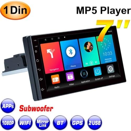 7 Inch 1DIN Android 9.1 Car Stereo Radio Quad Core Adjustable Multimedia MP5 Player WIFI Bluetooth MirrorLink GPS