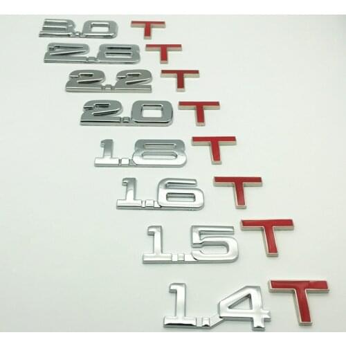 FDIK Car 3D Metal 1.4 1.5 1.6 1.8 2.0 2.2 2.4 2.5 2.8 3.0 T Logo Sticker Emblem Badge Decals for Renault BMW Car Styling