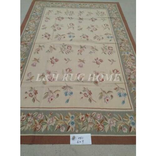 Free Shipping 6'X9' French Aubusson Rug, 100% hand woven New Zealand woolen rug