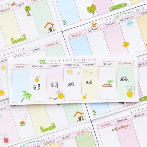 40 Sheets Kawaii Girl Fruits Portable Weekly Plan Memo Pads School Office Supply Student Stationery