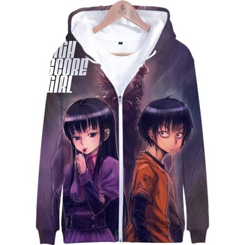Hot sale 3D High Score Girl Dash Zipper hoodie Sweatshirts Men Women Japanese Game Print hoodie Kawaii Tracksui Pullover