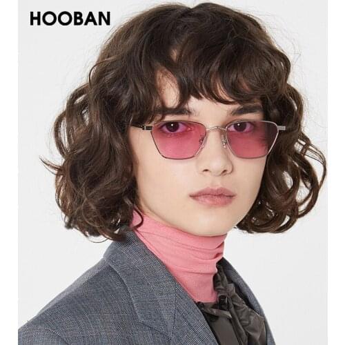 HOOBAN Retro Rhombus Sunglasses Women Men Stylish Rectangle Sunglass Female Male Vintage Brand Designer Outdoor Eyeglasses Shade