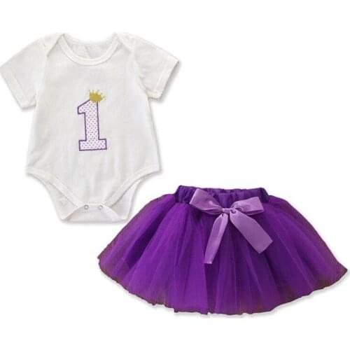 Newborn Girls Sets 2019 Summer Fashion Short Sleeve Embroidery Number Romper Top+Mesh Bowknot Tutu Skirt Princess Clothing Sets