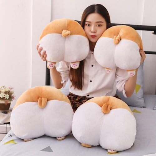 Creative Pink Pig Brown Corgi Dog Ass Plush Pillow Stuffed Animals Asses Shaped Pillow Hand Warmer Decor Lumbar Cushion S/L