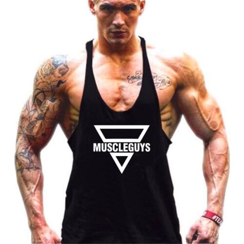 Summer Gym Bodybuilding Stringer Tank Top Men Cotton Fitness Vest Y Back Singlets Sport Sleeveless Shirt Muscle Workout Clothing