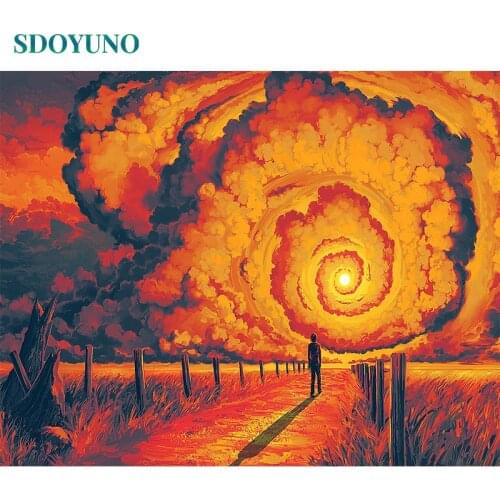 SDOYUNO 60x75cm Painting By Numbers DIY Drawing by numbers Landscape Sunnet Frameless Digital Painting On Canvas