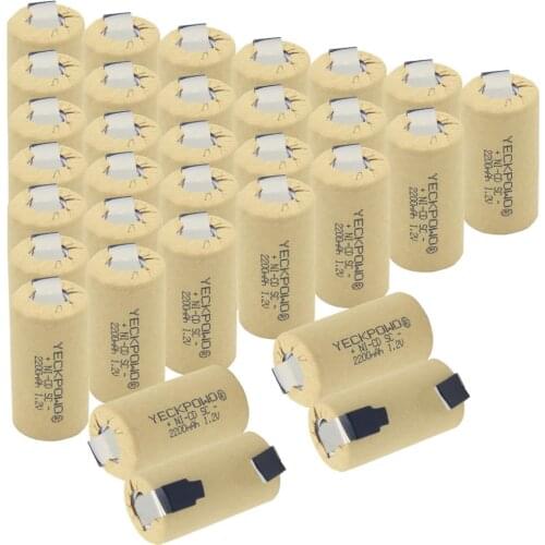 Flat top NICD SC batteries nickel sheets 1.2V 2200mAh for power tools sub C battery rechargeable for flashlight solar