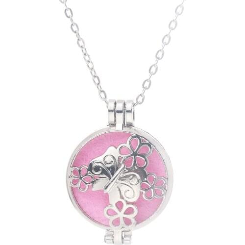Flower Butterfly Aromatherapy Diffuser Necklace Open Antique Lock Pendant Perfume Essential Oil Aroma Box Necklace Jewelry