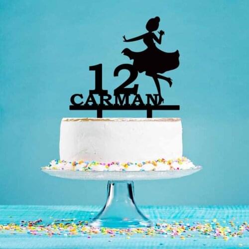 Personalized Girls Birthday Topper Custom Name Age Little Princess Dancing For Little Girls Birthday Cake Decoration YC152