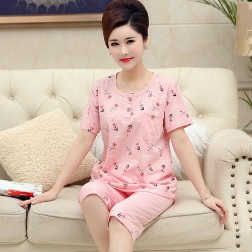 Women For Summer Sexy Pajamas Ladies Big Size M-4XL Short Sleeve Pyjamas O-neck Sleepwear