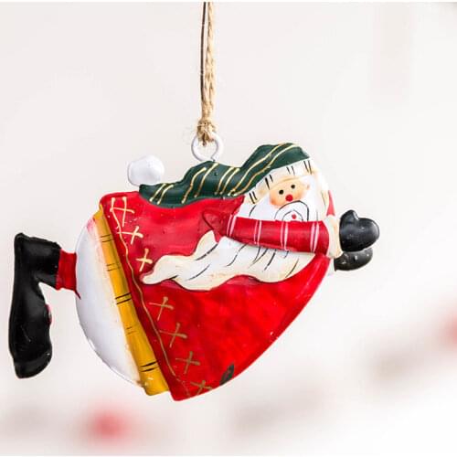 Retro Christmas Hanging Pendant Iron Cartoon Santa Claus Angel Shaped Christmas Tree Pendant New Year Cute Ornaments Decor 1PC