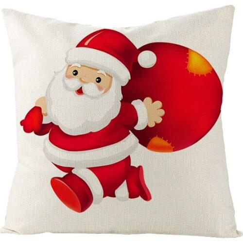 Christmas Pillow Cover Soft Cushion Decorative Printed Pillowcase Cartoon Santa Claus Pillow Case Party Cojines Navidad