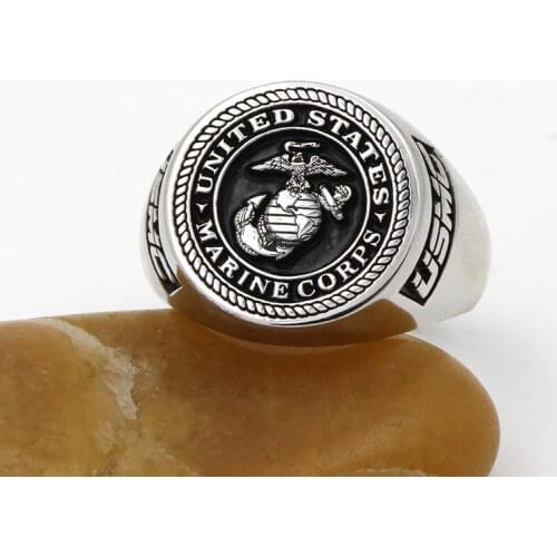 United States US Marine Corps USMC Military 925 Sterling Silver rings