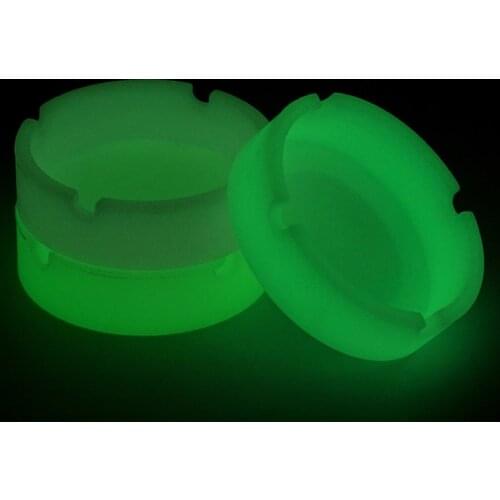 Gloaw in the dark heat resistant Silicone round Ashtray with Tapping Center Unbreakable Decorative Tray for Cigarette
