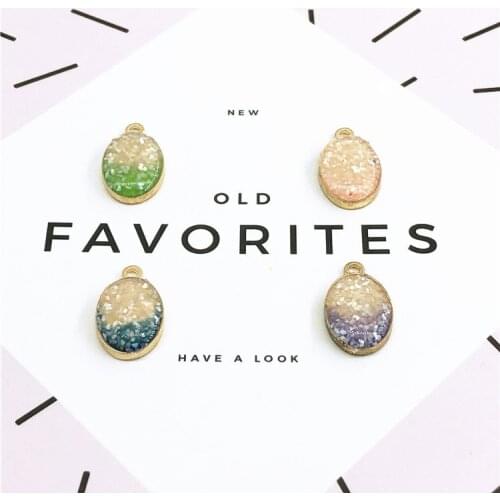 High Quality Fashion Charms Enamel Two-Color Ellipse Alloy Pendant Making Gift Hair Earring Necklace Accessories DIY Craft 2018