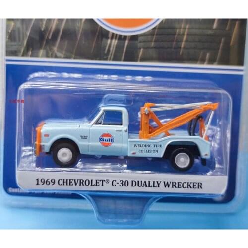 Green Light 1:64 Scale Alloy 1969 Gulf Oil C-30 Double Wrecker Truck-gulf Oil Painting Trailer Rescue Car Collectible Boys Gifts