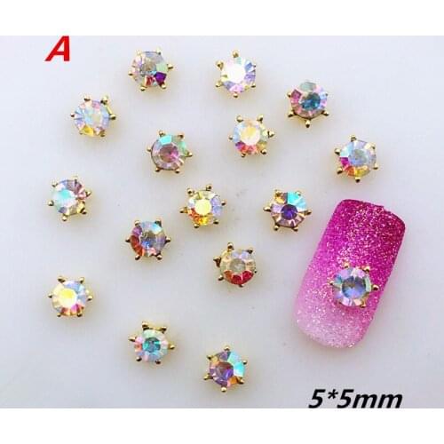 20pcs/pack Japan Alloy Nail Art 3D Gold Round Claw Chain with Rhinestone Metal Accessories for Phototherapy Nail Sticker DIY