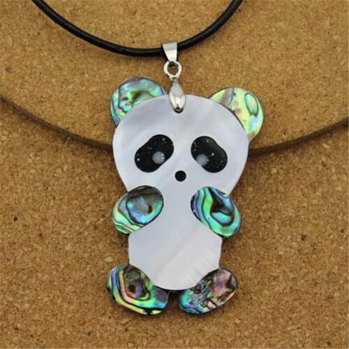 1PC Animal Panda White Abalone Shell Necklaces Pendants For Jewelry Making Findings DIY Accessories F1505