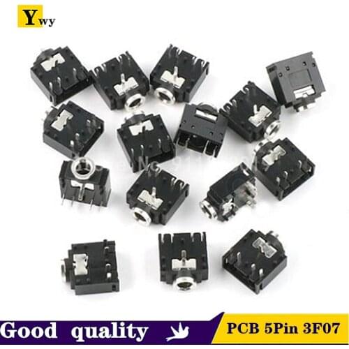 20PCS/LOT 3.5mm Stereo Jack Socket Audio Jack Connector PCB 5Pin 3F07