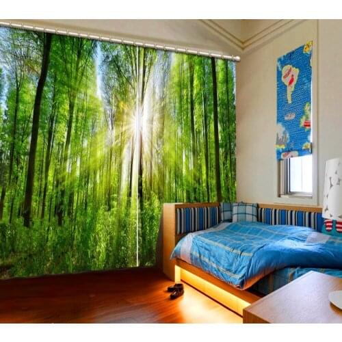 3D Curtain Sunshine Green Woods Blackout/Sheer Window Curtains For Living Room Bedroom Curtain Drapes Cortinas Para