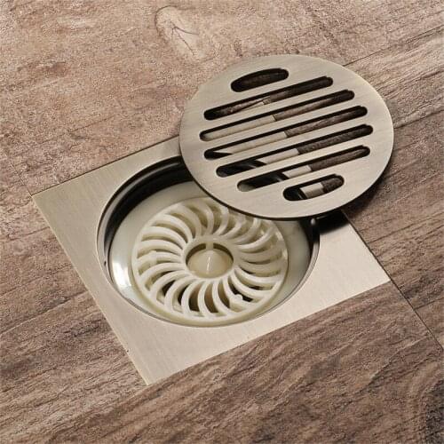 4 Inch Floor Drains Antique Brass Shower Floor Drain Bathroom Deodorant Euro Square Floor Drain Strainer Cover Grate Waste