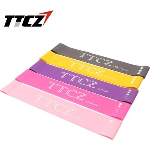 5pcs /set TTCZ Resistance Band Loop 5 Level Natural Latex Pilates Yoga Gym Fitness Exercise Strength Training Free Carry Bag