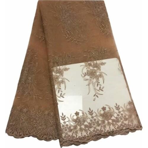 5 Yards/Piece African Nigerian Lace Fabric Embroidered Tulle Mesh Compound Line Guipure Design Lace Trim For Wedding Party Dress