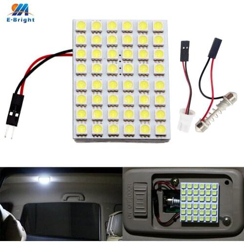 YM E-Bright Panel 5050 48 SMD 50PCS 48 LED Car LED Light 12V Interior Lamps With T10 + Festoon Adapter Reading Lamp Super Bright