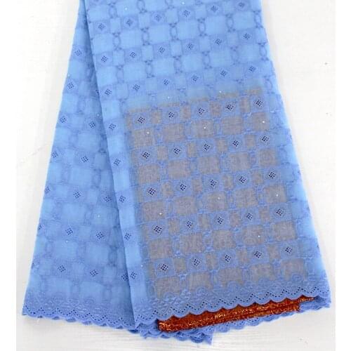 African Swiss Voile Lace High Quality Swiss Voile Lace in Switzerland Light Blue 5yards Cotton African Nigeria Material Man ZDDY
