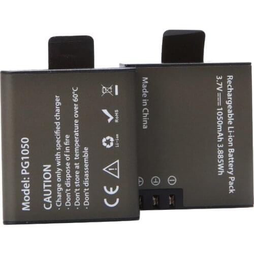AOPULY Rechargeable Battery 2Pcs PG1050 For SJCAM SJ4000 SJ5000 SJ6000 SJ8000 EKEN 4K H8 H9 GIT-LB101 GIT PG900 1050 BATTERY