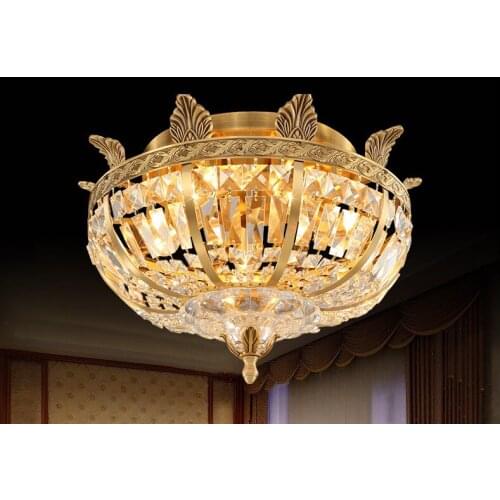 Free Shipping Copper European Copper Ceiling Lights LED Ceiling Lamps American Living Room Restaurant LED Light Ceiling lighting