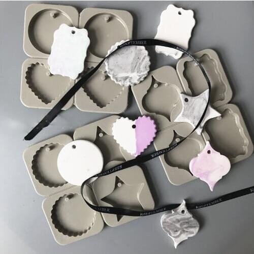 Decorative car pendant silicone molds aroma wax tablets mould four patterns round heart star silicone forms aroma stone moulds