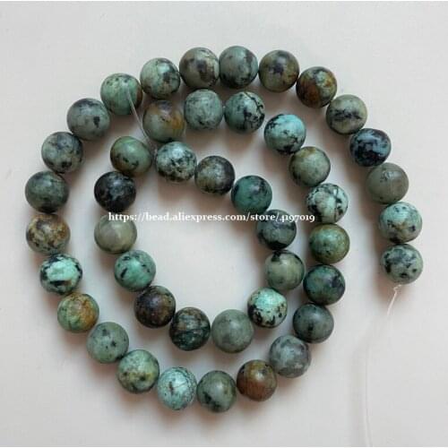 Ee Shipping Natural Stone African Turquoises Round Loose Beads 15" Strand 4 6 8 10 12MM Pick Size For Jewelry Making