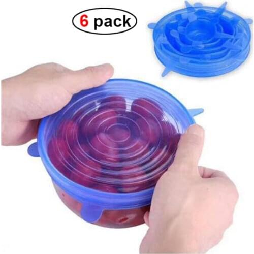EHEH 6 Pcs/pack Silicone Stretch Lids Durable Reusable Airtight Food Wrap Covers 4 colors