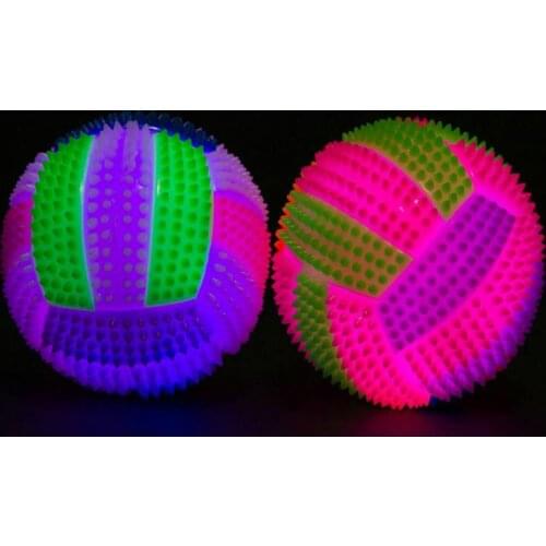 Dog Toys Elastic Flash LED Light Squeaky Toys Spike Ball Pet Dog Cat Molar Plastic Entertained Toy Pet Products