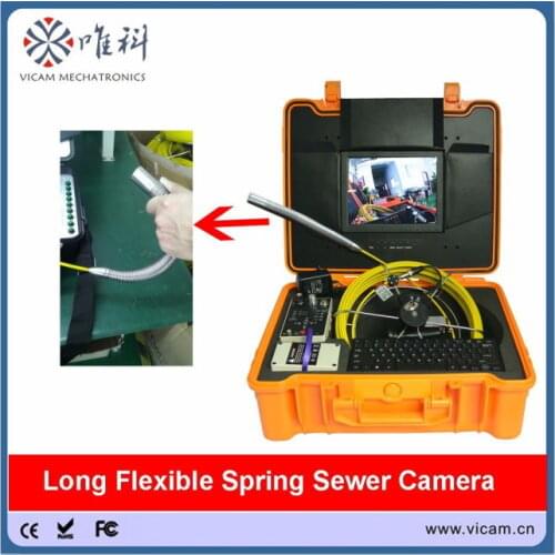 Cctv security camera used for sewer pipe inspection with keyboard and meter counter