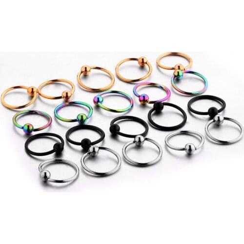 YongChang 20pcs/Pack Captive Bead Ring with Ball Round Rings CBR Captive Hoop Hseptum Nose Lip Piercing Ring Man Woman Jewelry