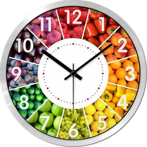 Creative fruit element multicolour wall clock Personality lemon peach orange decorative wall clock