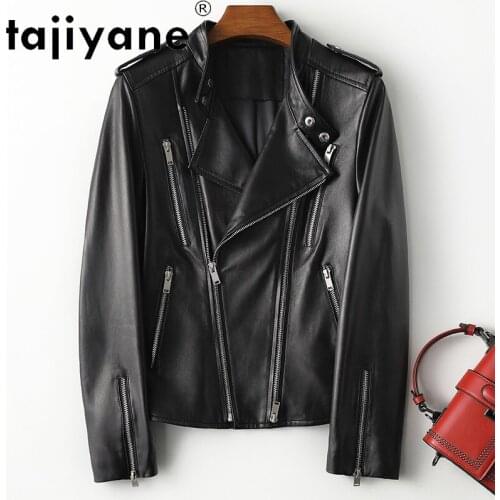 Jacket Leather Genuine Woman Short Sheepskin Coat Female Biker Jackets for Women Spring 2021 Veste Femme Pph4466