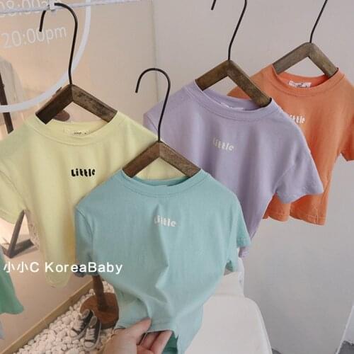 2021 Summer Girls Short Sleeve Letter Printed Top Korean Baby Children Half Sleeve T-shirt