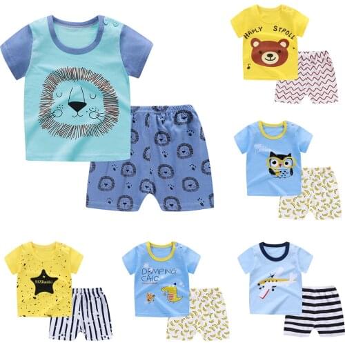 Summer Baby Boy Clothes Toddler Girl Combination Pajamas With Shorts 0-5 Years Kid 2 Piece Sets Child T Shirt Casual Costumes