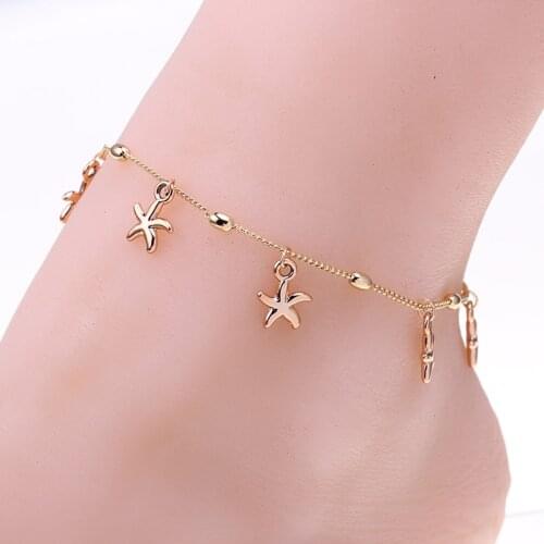 Summer Women Boho Starfish Anklet Foot Chain Jewelry Ankle Bracelet Femme Foot Chains Anklet Jewelry