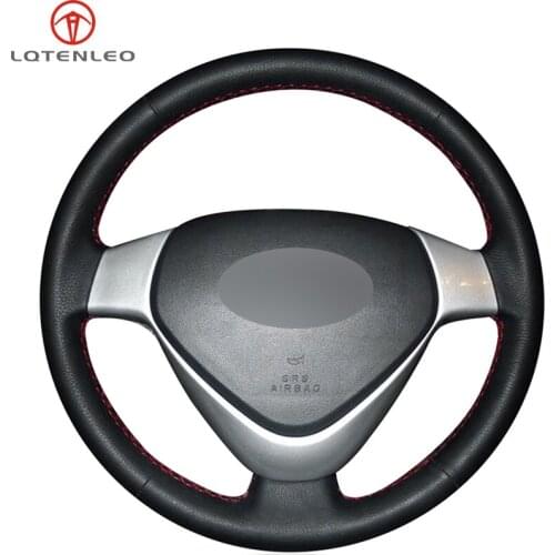 LQTENLEO Black Genuine Leather DIY Hand-stitched Car Steering Wheel Cover For Chery V5 Eastart 2006-2009 Eastart Cross